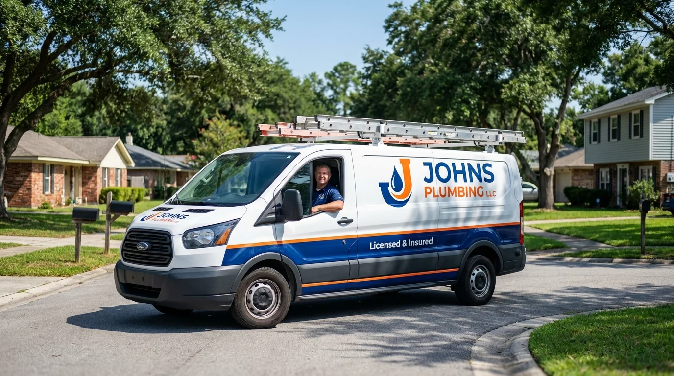 Johns Plumbing LLC service van in Westville, OK