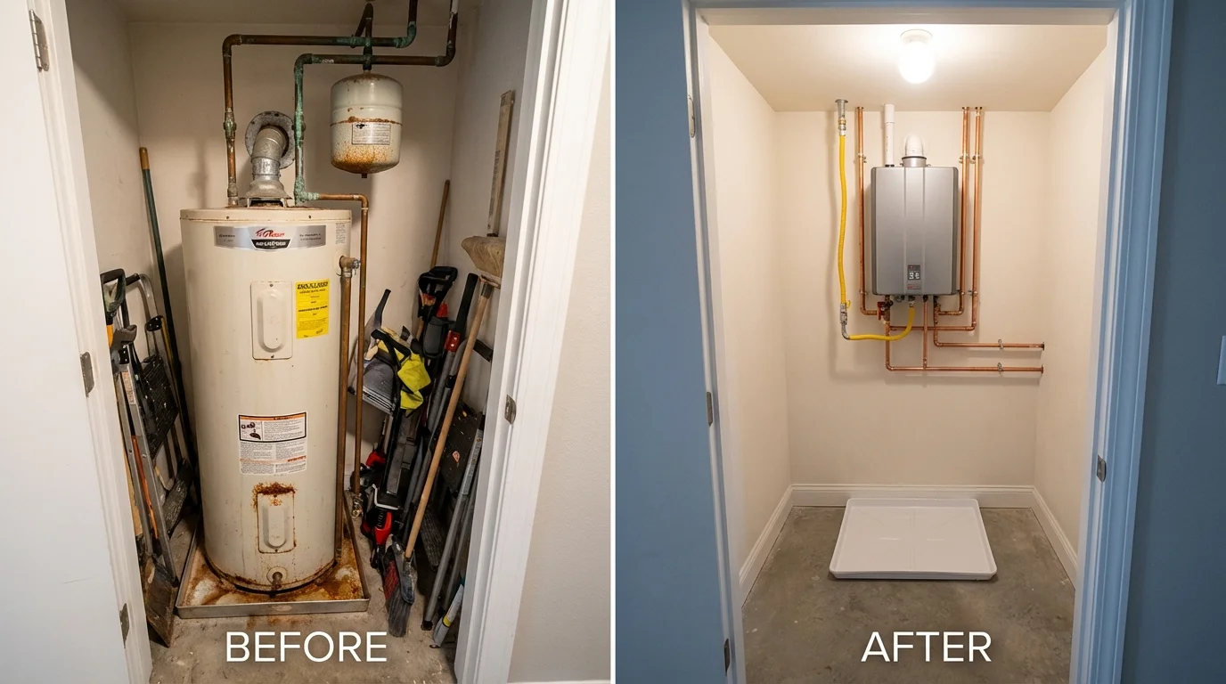 Tank water heater versus wall-mounted tankless unit comparison for Westville, OK homeowners